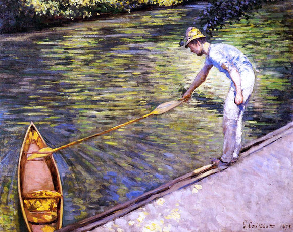  Gustave Caillebotte Boater Pulling on His Perissoire - Canvas Art Print