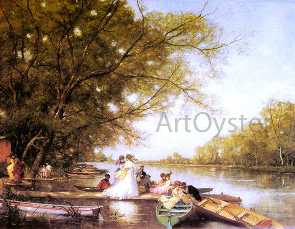  Ferdinand Heilbuth Boating Party on the Thames - Canvas Art Print