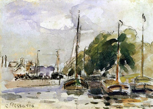  Camille Pissarro Boats at Dock - Canvas Art Print