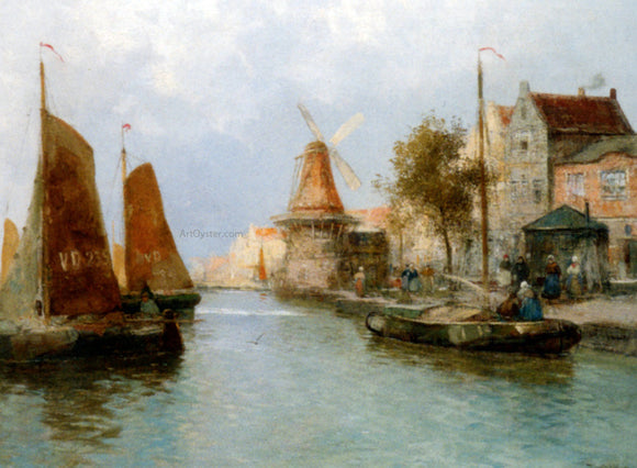  Carl Wagner Boats by the Riverbank - Canvas Art Print
