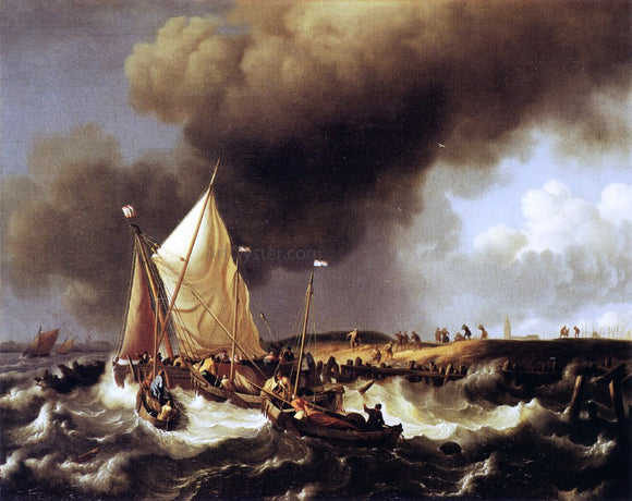  Ludolf Backhuysen Boats in a Storm - Canvas Art Print
