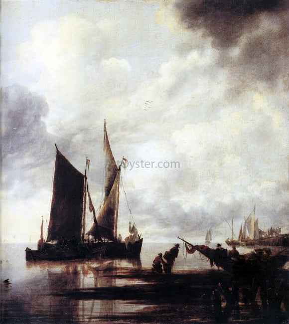  Jan Van de Capelle Boats in Shallow Water - Canvas Art Print