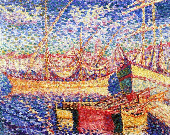  Henri Edmond Cross Boats in the Port of St. Tropez - Canvas Art Print