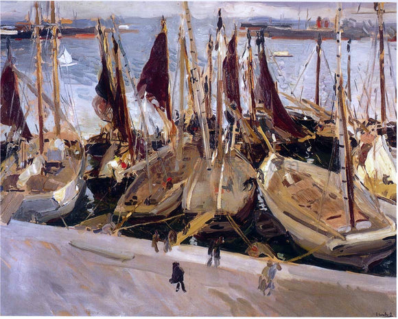  Joaquin Sorolla Y Bastida Boats in the Port, Valencia - Canvas Art Print
