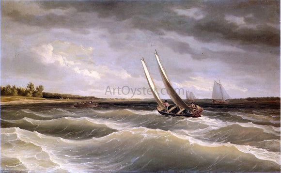  Thomas Birch Boats Navigating the Waves - Canvas Art Print