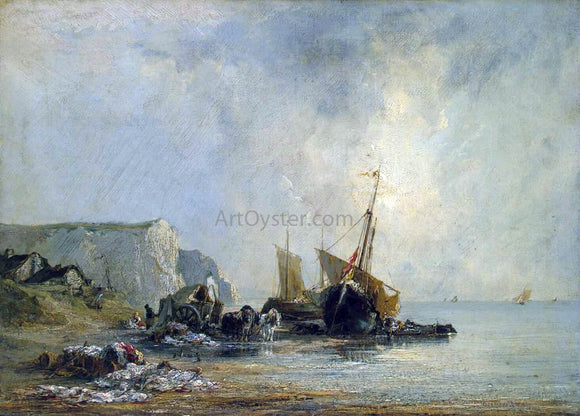  Richard Parkes Bonington Boats near the Shore of Normandy - Canvas Art Print