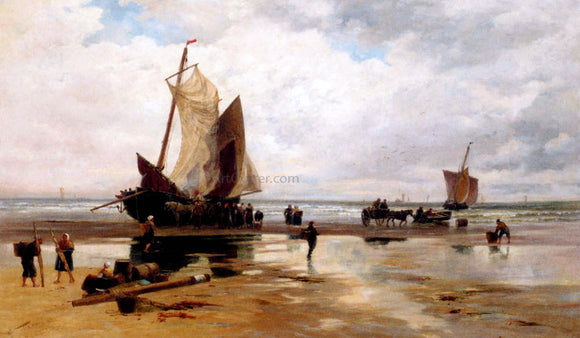  Thomas Bush Hardy Boats On A Dutch Beach - Canvas Art Print