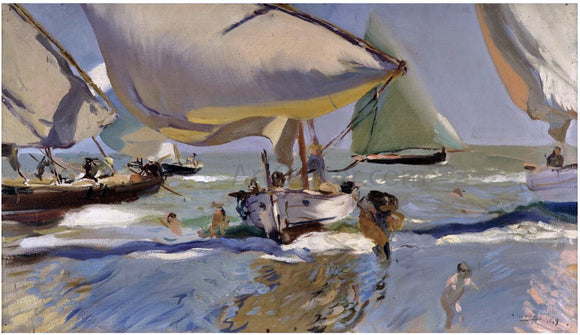  Joaquin Sorolla Y Bastida Boats on the beach - Canvas Art Print