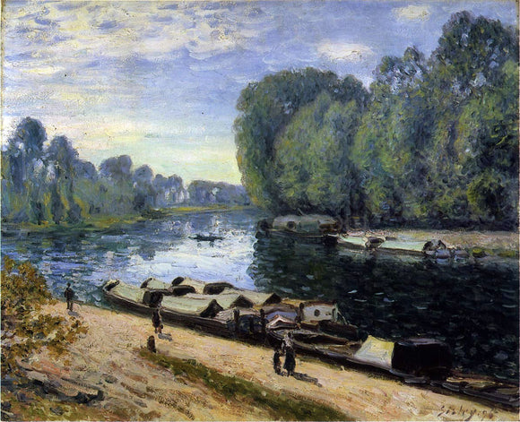  Alfred Sisley Boats on the Loing River - Canvas Art Print