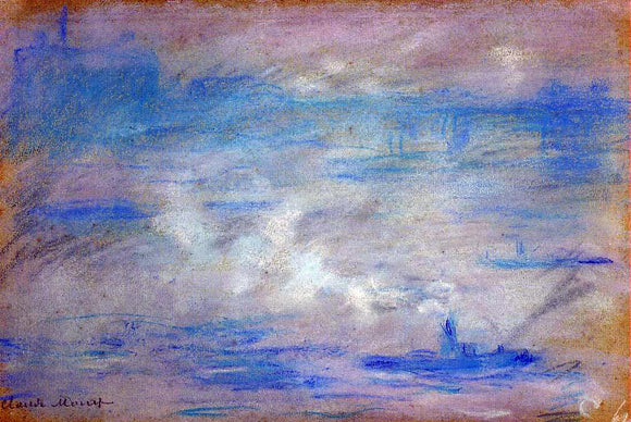  Claude Oscar Monet Boats on the Thames, Fog Effect - Canvas Art Print