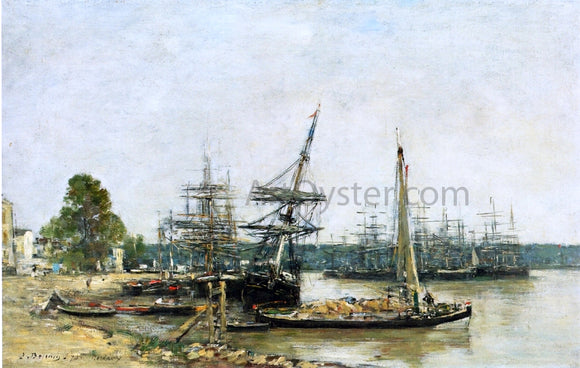  Eugene-Louis Boudin Bordeaux, Moored Boats on the Garonne - Canvas Art Print