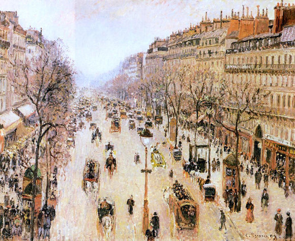  Camille Pissarro Boulevard Montmartre: Morning, Grey Weather - Canvas Art Print