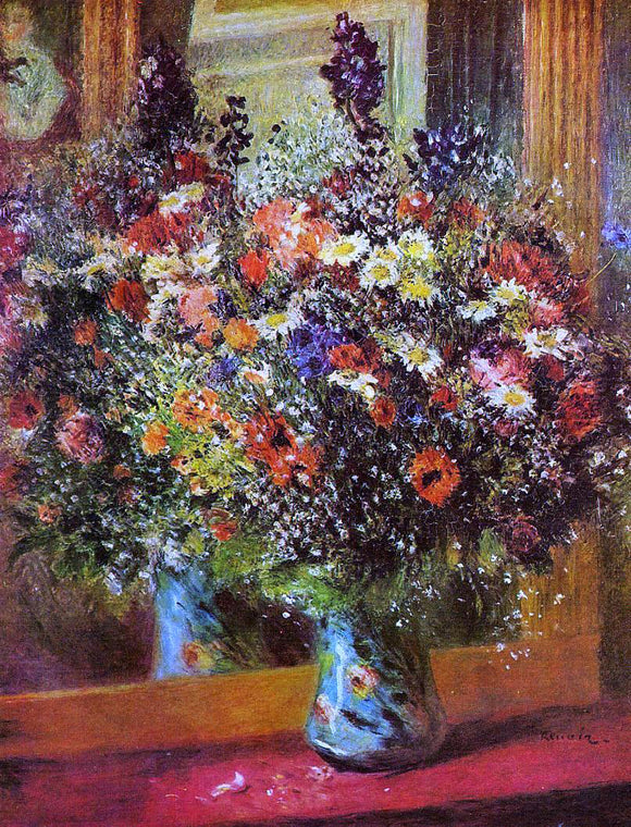  Pierre Auguste Renoir A Bouquet in Front of a Mirror - Canvas Art Print