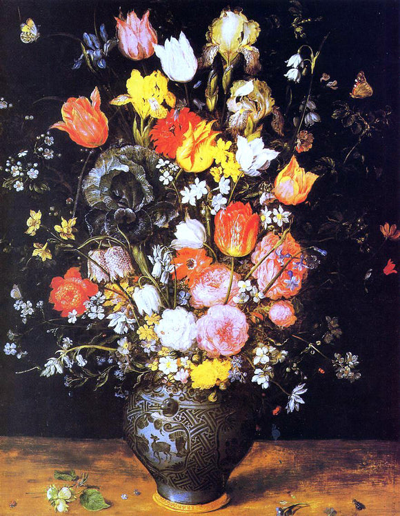  The Elder Jan Bruegel Bouquet of Flowers in a Blue Vase - Canvas Art Print