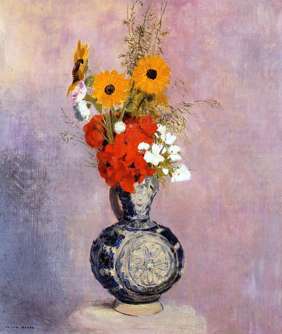  Odilon Redon Bouquet of Flowers in a Blue Vase - Canvas Art Print