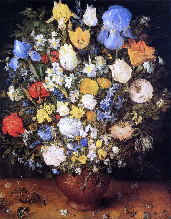  The Elder Jan Bruegel Bouquet of Flowers in a Ceramic Vase - Canvas Art Print