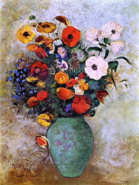  Odilon Redon Bouquet of Flowers in a Green Vase - Canvas Art Print