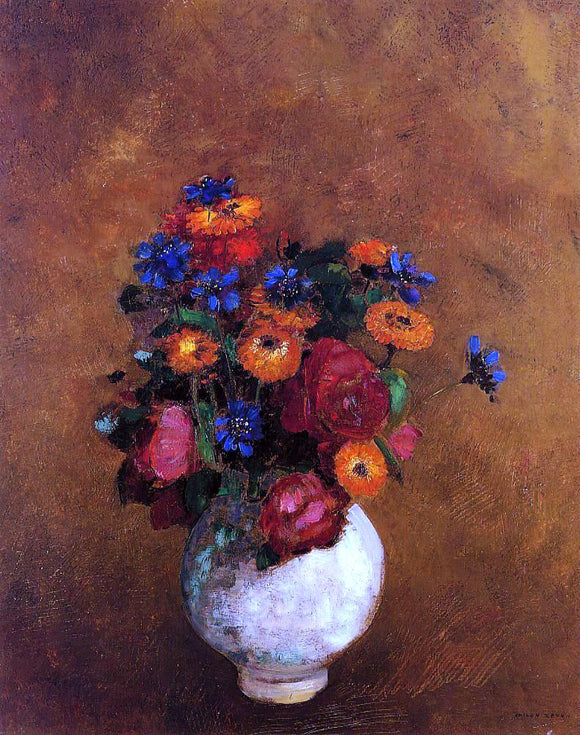  Odilon Redon Bouquet of Flowers in a White Vase - Canvas Art Print