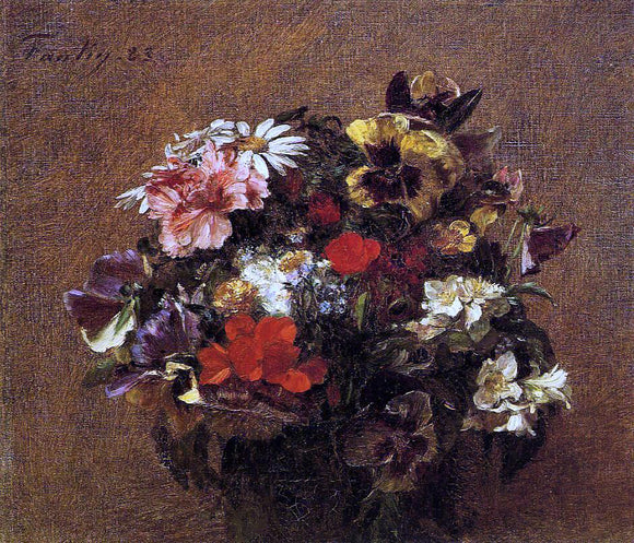  Henri Fantin-Latour Bouquet of Flowers: Pansies - Canvas Art Print