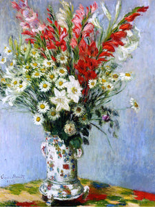  Claude Oscar Monet Bouquet of Gladiolas, Lilies and Daisies - Canvas Art Print