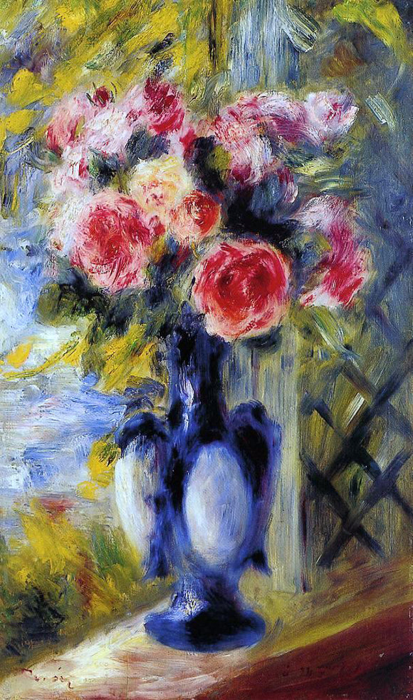  Pierre Auguste Renoir Bouquet of Roses in a Blue Vase - Canvas Art Print