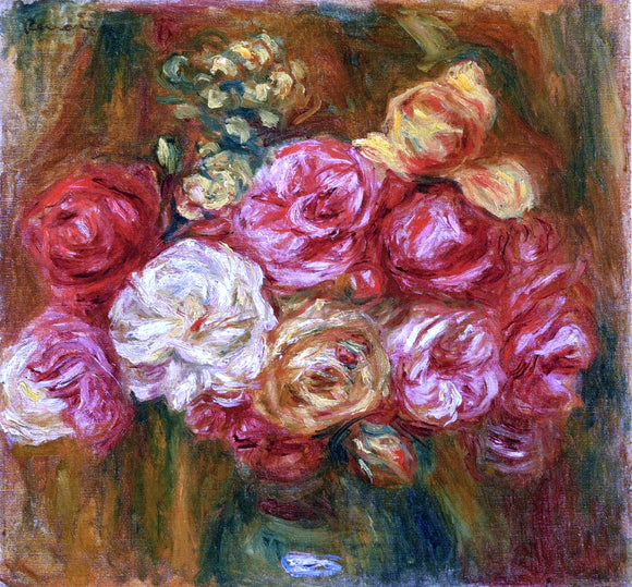  Pierre Auguste Renoir Bouquet of Roses in a Green Vase - Canvas Art Print