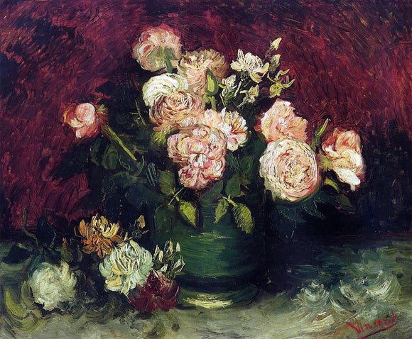  Vincent Van Gogh Bowl with Peonies and Roses - Canvas Art Print
