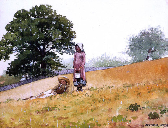 Winslow Homer Boy and Girl on a Hillside - Canvas Art Print