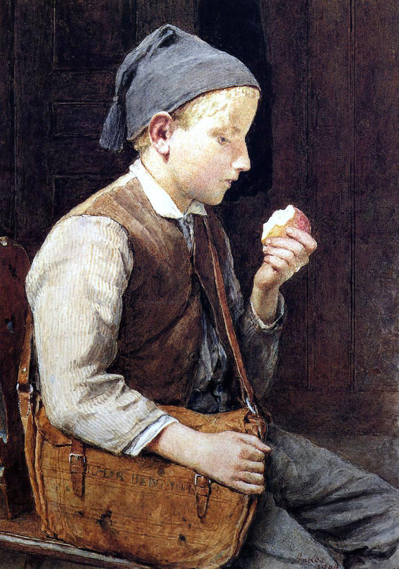  Albert Anker Boy Eating an Apple - Canvas Art Print