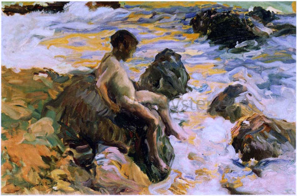  Joaquin Sorolla Y Bastida Boy in Sea Foam - Canvas Art Print