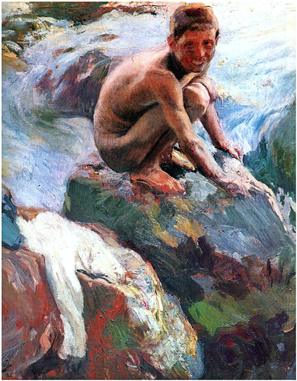  Joaquin Sorolla Y Bastida Boy on the Rocks, Javea - Canvas Art Print