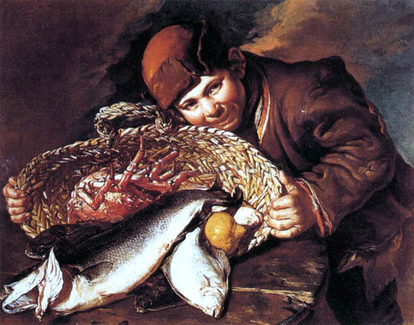  Giacomo Ceruti Boy with a Basket of Fish - Canvas Art Print