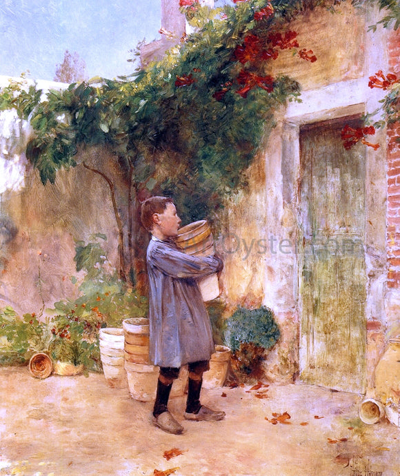  Frederick Childe Hassam Boy with Flower Pots - Canvas Art Print