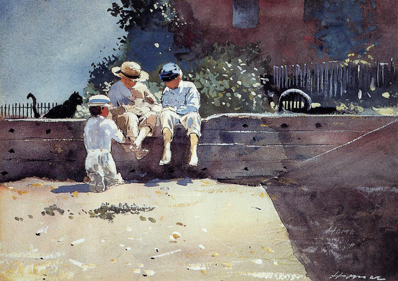  Winslow Homer Boys and Kitten - Canvas Art Print