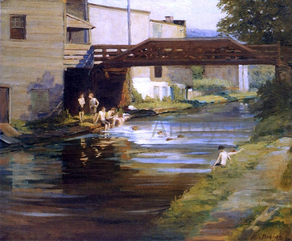  Mary Smith Perkins Boys Bathing in the Canal - Canvas Art Print