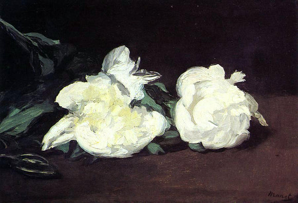 Edouard Manet Branch of White Peonies, with Pruning Shears - Canvas Art Print