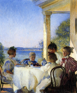 Edmund Tarbell Breakfast on the Piazza - Canvas Art Print