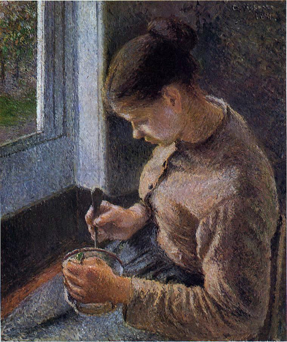  Camille Pissarro Breakfast, Young Peasant Woman Taking Her Coffee - Canvas Art Print