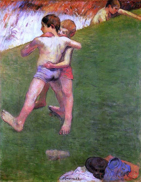  Paul Gauguin Breton Boys Wrestling - Canvas Art Print