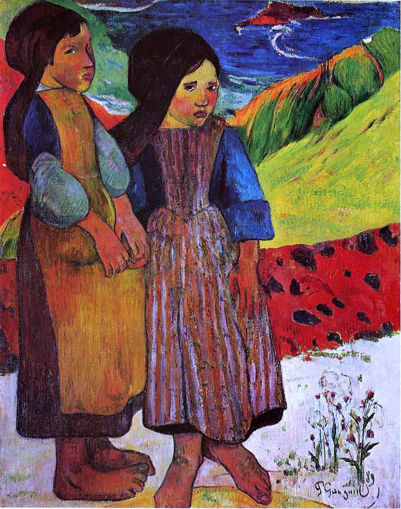  Paul Gauguin Breton Girls by the Sea - Canvas Art Print