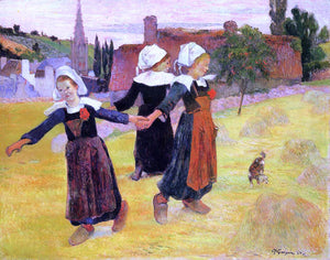  Paul Gauguin Breton Girls Dancing (also known as Dancing a Round in the Haystacks) - Canvas Art Print