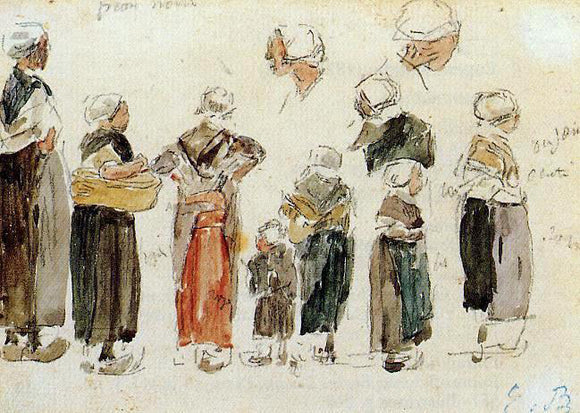  Eugene-Louis Boudin Breton Peasants - Canvas Art Print