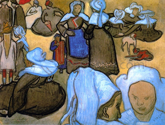  Vincent Van Gogh Breton Women - Canvas Art Print