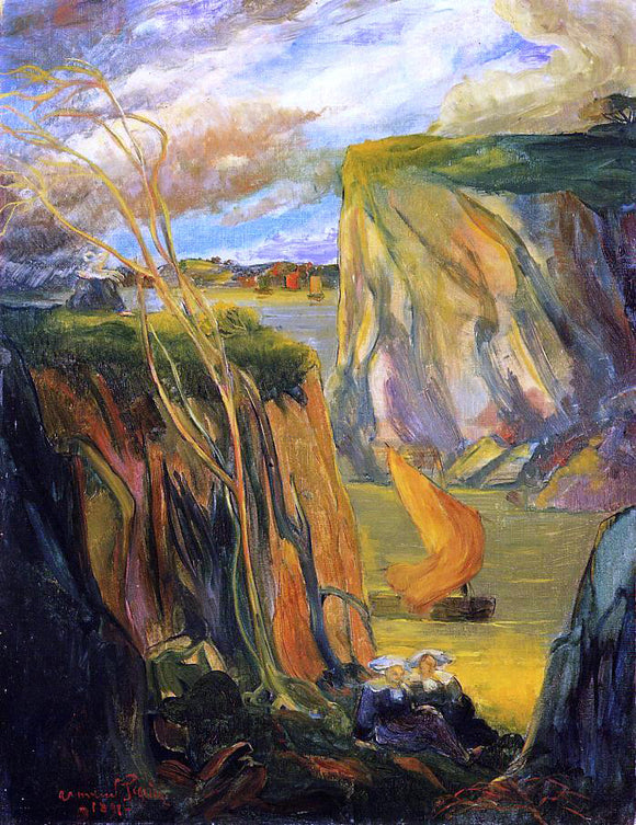  Armand Seguin Breton Women by the Cliff - Canvas Art Print