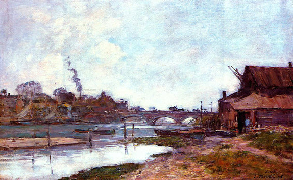  Eugene-Louis Boudin Bridge on the River Touques at Deauville - Canvas Art Print