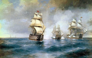  Ivan Constantinovich Aivazovsky Brig Mercury Attacked of Two Turkish Battleships - Canvas Art Print