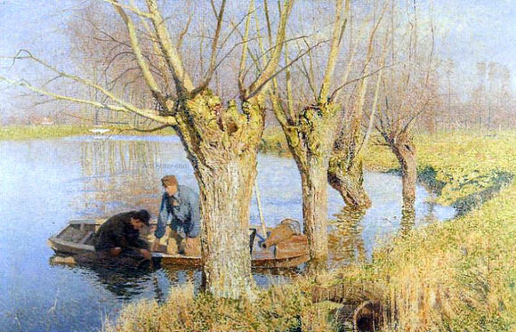  Emile Claus Bringing in the Nets - Canvas Art Print