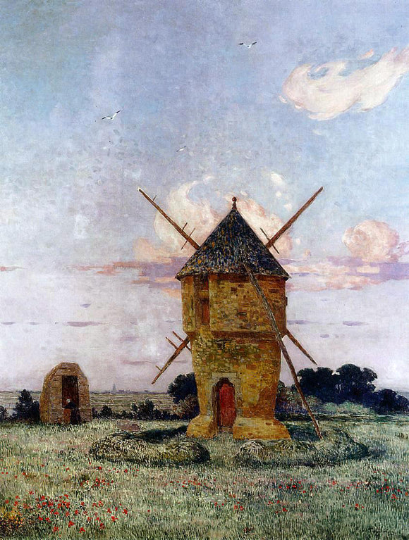  Ferdinand Du Puigaudeau Brittany near Pulis (also known as Windmill near Guerande) - Canvas Art Print
