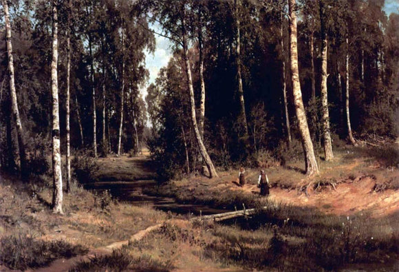  Ivan Ivanovich Shishkin Brook in a birch grove - Canvas Art Print