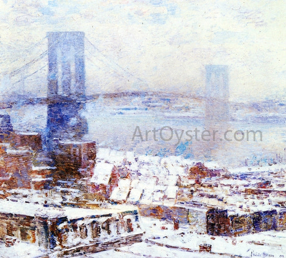  Frederick Childe Hassam Brooklyn Bridge in Winter - Canvas Art Print